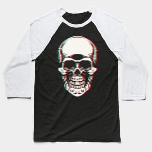 3D Effect Trippy Skull Face Baseball T-Shirt